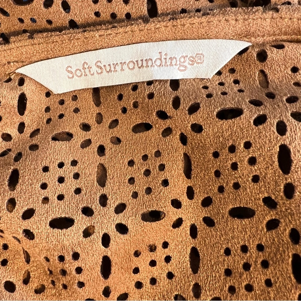 Soft Surroundings BoHo Vest Brown Faux Suede Lazor Cut Waterfall Hippiecore XL - Picture 6 of 7